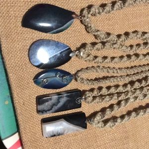 Hand made Geode hemp necklaces